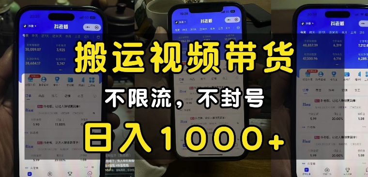 “小白必看”搬运视频带货玩法，不限流，不封号，纯自然流，日入1k-数屿科技资源网