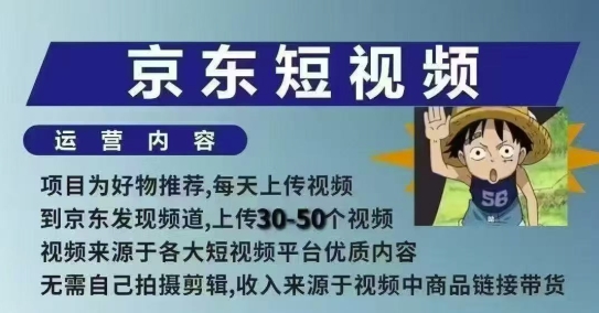 京东短视频带货课,无需自己拍摄剪辑,保姆式教学,两天快速上手-数屿科技资源网