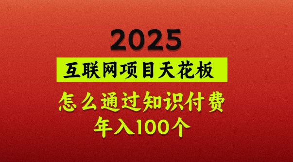 2025项目天花板，普通怎么通过知识付费翻身，年入百个【揭秘】-数屿科技资源网