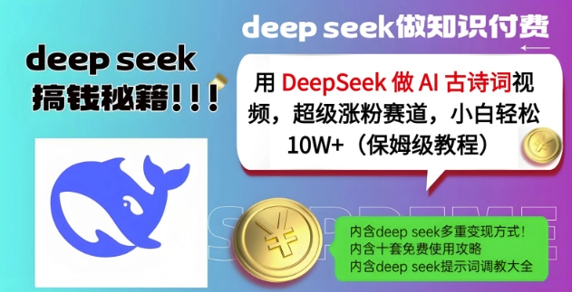 用DeepSeek做AI古诗词视频，超级涨粉赛道，小白轻松涨粉10W+(保姆级教程)-数屿科技资源网