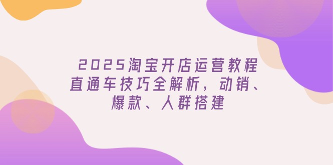 2025淘宝开店运营教程更新，直通车技巧全解析，动销、爆款、人群搭建-数屿科技资源网