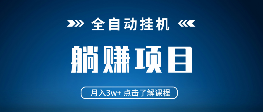 全自动挂机项目 月入3w+ 真正躺平项目 不吃电脑配置 当天见收益-数屿科技资源网