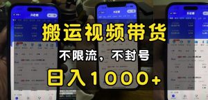 “小白必看”搬运视频带货玩法，不限流，不封号，纯自然流，日入1k-数屿科技资源网