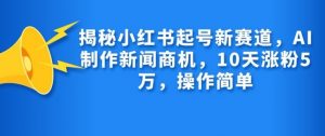 揭秘小红书起号新赛道，AI制作新闻商机，10天涨粉1万，操作简单-数屿科技资源网