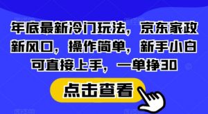 年底最新冷门玩法，京东家政新风口，操作简单，新手小白可直接上手，一单挣30【揭秘】-数屿科技资源网