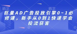巨量AD广告投放引擎0~1必修课，新手从0到1快速学会投流获客-数屿科技资源网