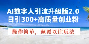 AI数字人引流升级版2.0，日引300+高质量创业粉，操作简单，颠覆以往玩法-数屿科技资源网