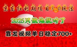 京东红利项目3.0玩法，2025只做他就对了，靠发视频单日稳定700+-数屿科技资源网