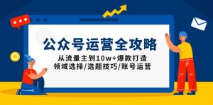 公众号运营全攻略：从流量主到10w+爆款打造，领域选择/选题技巧/账号运营-数屿科技资源网
