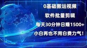 0基础搬运视频，批量剪辑，每天30分钟日赚1500+，小白再也不用白费...-数屿科技资源网