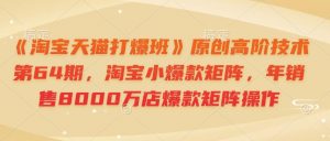 《淘宝天猫打爆班》原创高阶技术第64期,淘宝小爆款矩阵,年销售8000万店爆款矩阵操作-数屿科技资源网