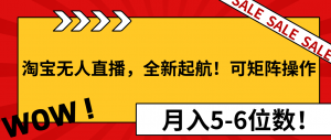 淘宝无人直播，全新起航！可矩阵操作，月入5-6位数！-数屿科技资源网