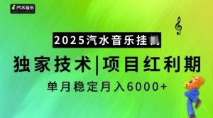 2025汽水音乐挂JI,独家技术,项目红利期,稳定月入5k【揭秘】-数屿科技资源网