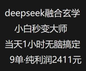 抖音小红书deepseek融合玄学，纯小白秒变大师，当天1小时无脑搞定9单，纯利润上千-数屿科技资源网