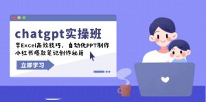 chatgpt实战班，学Excel高效技巧，自动化PPT制作，小红书爆款笔记创作秘籍-数屿科技资源网