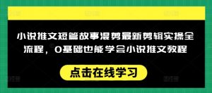 小说推文短篇故事混剪最新剪辑实操全流程，0基础也能学会小说推文教程，肯干多发日入多张-数屿科技资源网