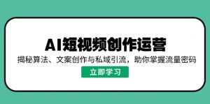 AI短视频创作运营,揭秘算法、文案创作与私域引流,助你掌握流量密码-数屿科技资源网