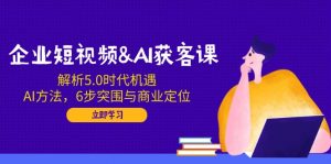 企业短视频&AI获客课：解析5.0时代机遇，AI方法，6步突围与商业定位-数屿科技资源网
