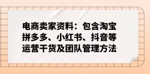 电商卖家资料：包含淘宝、拼多多、小红书、抖音等运营干货及团队管理方法-数屿科技资源网