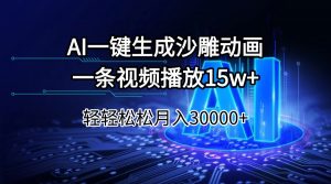 AI一键生成沙雕动画一条视频播放15Wt轻轻松松月入30000+-数屿科技资源网