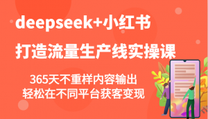 deepseek+小红书打造流量生产线实操课，365天不重样内容输出，轻松在不同平台获客变现-数屿科技资源网