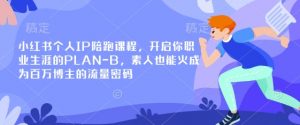 小红书个人IP陪跑课程,开启你职业生涯的PLAN-B,素人也能火成为百万博主的流量密码-数屿科技资源网