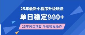 25年3月最新小程序升级玩法,单日稳定收益数张,风口项目,一个手机轻松操作【揭秘】-数屿科技资源网