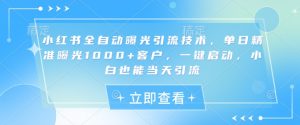 小红书全自动曝光引流技术，单日精准曝光1000+客户，一键启动，小白也能当天引流【揭秘】-数屿科技资源网