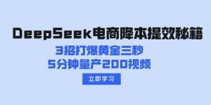 DeepSeek电商降本提效秘籍:3招打爆黄金三秒,5分钟量产200视频-数屿科技资源网