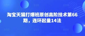 淘宝天猫打爆班原创高阶技术第66期，连环起量14法-数屿科技资源网