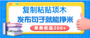 复制粘贴小项目，发布句子就能赚米，单条收益200+-数屿科技资源网