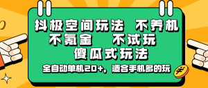 抖极空间玩法，不养机，不氪金，不试玩，傻瓜式玩法，全自动单机20+，适合手机多的玩-数屿科技资源网