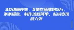 3D动画养生,5条作品涨粉5万,条条爆款,制作流程简单,私域变现能力强-数屿科技资源网
