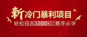 项目名称：每天一小时，轻松到手1000，冷门赚钱项目！-数屿科技资源网