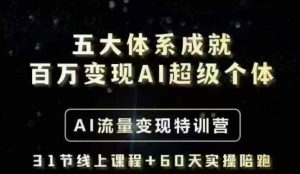 五大体系成就百万变现AI超级个体- AI流量变现特训营，一步一步教你一个人怎么年入百W-数屿科技资源网