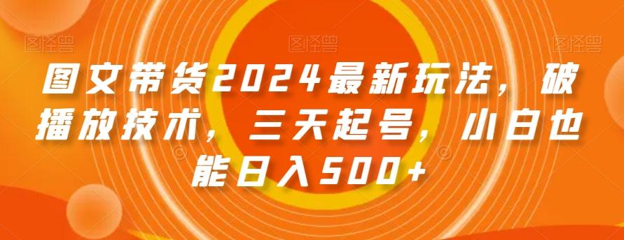 图文带货2024最新玩法，破播放技术，三天起号，小白也能日入500+【揭秘】-数屿科技资源网