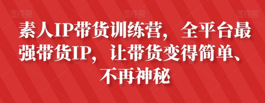 素人IP带货训练营，全平台最强带货IP，让带货变得简单、不再神秘-数屿科技资源网