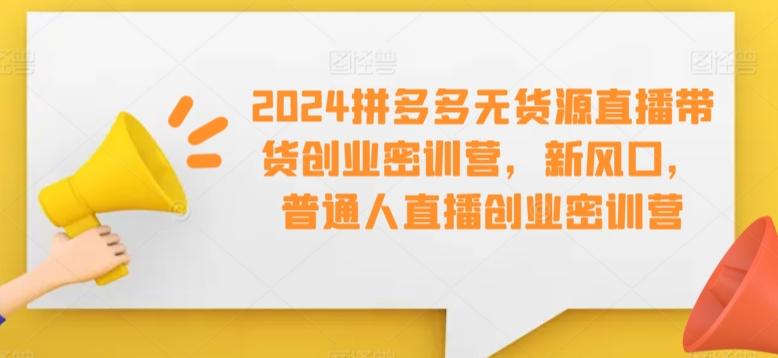 2024拼多多无货源直播带货创业密训营,新风口,普通人直播创业密训营-数屿科技资源网