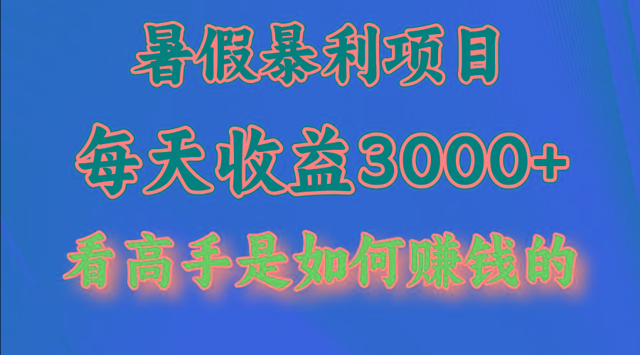 暑假暴力项目 1天收益3000+，视频号，快手，不露脸直播.次日结算-数屿科技资源网