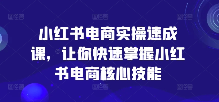小红书电商实操速成课，让你快速掌握小红书电商核心技能-数屿科技资源网