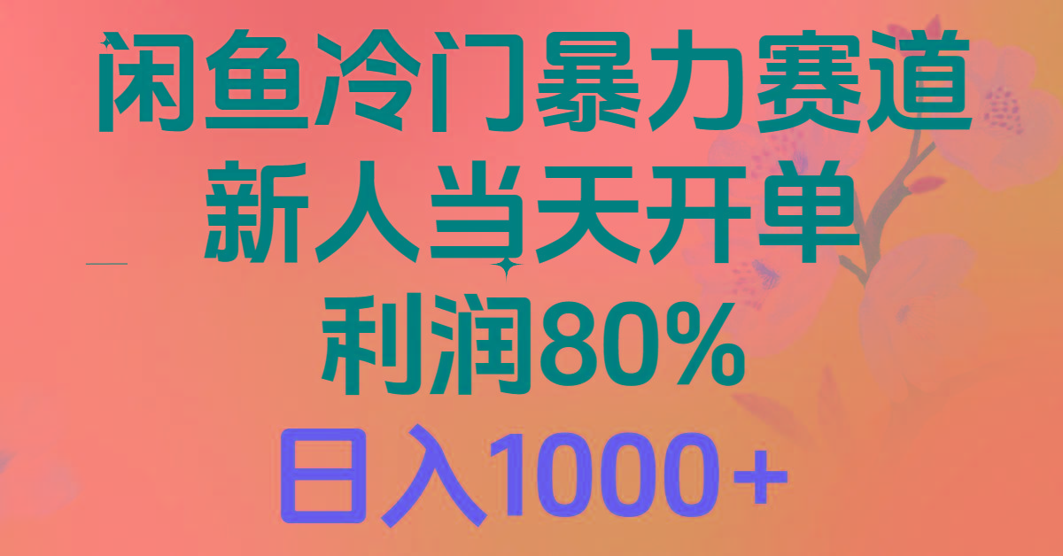 2024闲鱼冷门暴力赛道，新人当天开单，利润80%，日入1000+-数屿科技资源网