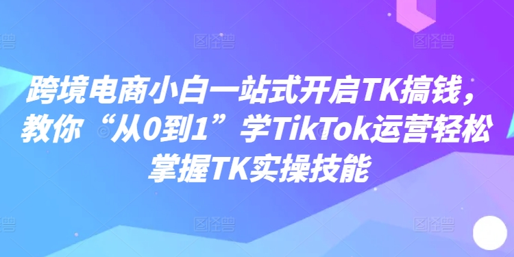 跨境电商小白一站式开启TK搞钱，教你“从0到1”学TikTok运营轻松掌握TK实操技能-数屿科技资源网