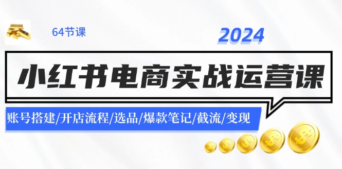 2024小红书电商实战运营课：账号搭建/开店流程/选品/爆款笔记/截流/变现-数屿科技资源网
