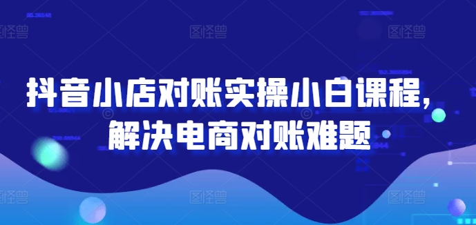 抖音小店对账实操小白课程，解决电商对账难题-数屿科技资源网
