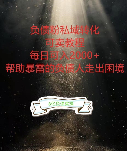 负债粉掘金计划,帮助负债者解决问题,债务规划,债务重组,最好的变现方式【揭秘】-数屿科技资源网
