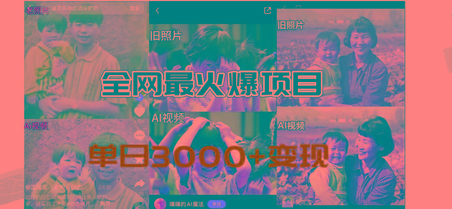 全网爆火的AI让老照片动起来教程，蹭热点日赚3000+，内含免费工具一键...-数屿科技资源网