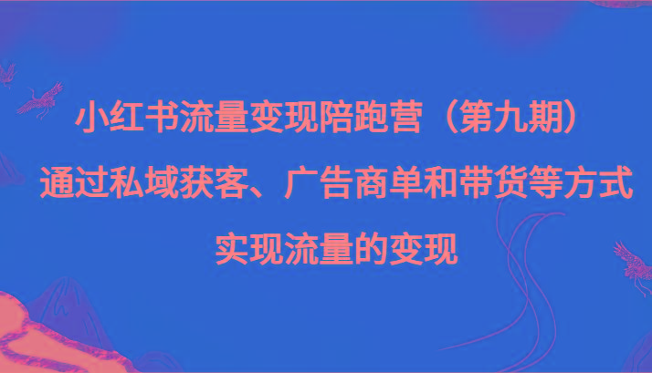 小红书流量变现陪跑营(第九期)通过私域获客、广告商单和带货等方式实现流量变现-数屿科技资源网