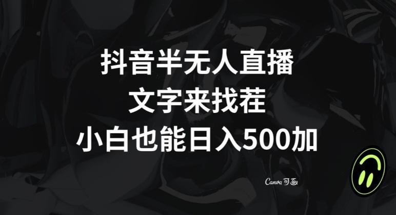抖音半无人直播,文字来找茬小游戏,每天收益500+【揭秘】-数屿科技资源网
