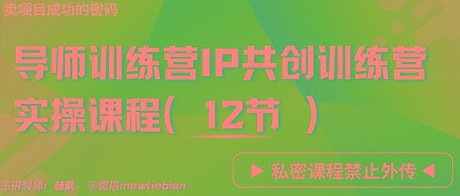 导师训练营3.0IP共创训练营私密实操课程(12节)-卖项目的密码成功秘诀-数屿科技资源网