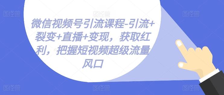 微信视频号引流课程-引流+裂变+直播+变现，获取红利，把握短视频超级流量风口-数屿科技资源网